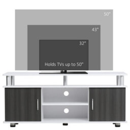 Homcom Tv Cabinet Stand Entertainment Center Media Console Storage Grey, White - thumbnail 4