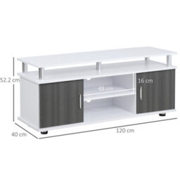 Homcom Tv Cabinet Stand Entertainment Center Media Console Storage Grey, White - thumbnail 3