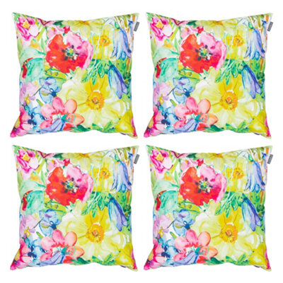 icon Indoor And Outdoor Waterproof Filled Cushion Set Of 4 Painterly Floral - image 1