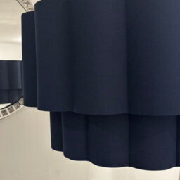 CGC Lighting Cgc Kyra Brushed Nickel Angled Floor Lamp With Two Layer Navy Scalloped Lampshade - thumbnail 5