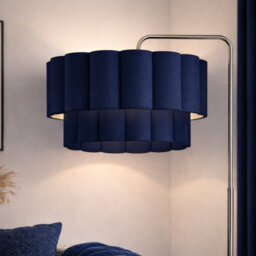 CGC Lighting Cgc Kyra Brushed Nickel Angled Floor Lamp With Two Layer Navy Scalloped Lampshade - thumbnail 4