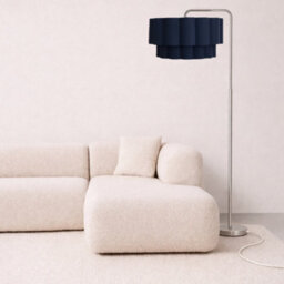 CGC Lighting Cgc Kyra Brushed Nickel Angled Floor Lamp With Two Layer Navy Scalloped Lampshade - thumbnail 2