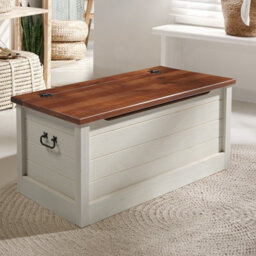 Mercers Furniture Cottage White/cream Painted Pine Blanket Box Storage Chest Wooden 45H X 90W X 48D Cm
