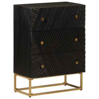 Berkfield Chest Of Drawers Black 55X30X76 Cm Solid Wood Mango And Iron - image 1