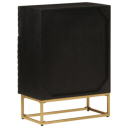 Berkfield Chest Of Drawers Black 55X30X76 Cm Solid Wood Mango And Iron - thumbnail 5