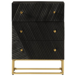 Berkfield Chest Of Drawers Black 55X30X76 Cm Solid Wood Mango And Iron - thumbnail 3