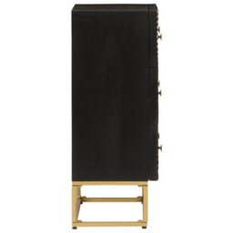Berkfield Chest Of Drawers Black 55X30X76 Cm Solid Wood Mango And Iron - thumbnail 4