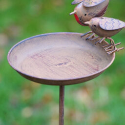 Burgess Xl Robin Birdbath Metal Garden Feeder Ornament British Bird Outdoor Statue Duo Robins Decoration Gift - thumbnail 6