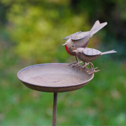 Burgess Xl Robin Birdbath Metal Garden Feeder Ornament British Bird Outdoor Statue Duo Robins Decoration Gift - thumbnail 2