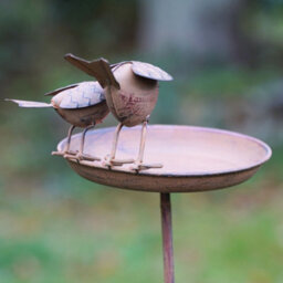 Burgess Xl Robin Birdbath Metal Garden Feeder Ornament British Bird Outdoor Statue Duo Robins Decoration Gift - thumbnail 8
