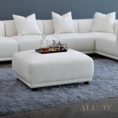 Aluxo Lottie Boucle Foot Stool Ottoman Chaise Polar White Firm For Matching Sofa - image 1