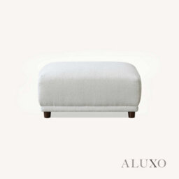 Aluxo Lottie Boucle Foot Stool Ottoman Chaise Polar White Firm For Matching Sofa - thumbnail 4