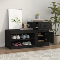 Berkfield Shoe Cabinet Black 100X42X60 Cm Engineered Wood - thumbnail 3
