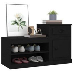 Berkfield Shoe Cabinet Black 100X42X60 Cm Engineered Wood - thumbnail 4