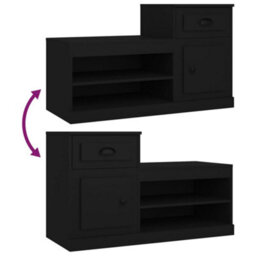 Berkfield Shoe Cabinet Black 100X42X60 Cm Engineered Wood - thumbnail 9
