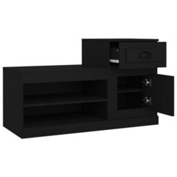 Berkfield Shoe Cabinet Black 100X42X60 Cm Engineered Wood - thumbnail 8