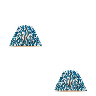 Loops Set Of 2 Elegant Handcrafted 30Cm Tapered Cylinder Lamp Shades In Marlin Blue Fabric - image 1