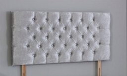 Comfy Deluxe 5Ft King 26Inch  Silver Crush Velvet Chesterfield Headboard