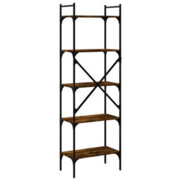 Berkfield Bookcase 5-Tier Smoked Oak 56X31.5X174 Cm Engineered Wood - thumbnail 6