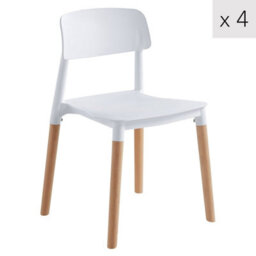 Nordlys Set Of 4 Wood And White Polypropylene Dining Chairs Modern Design Style Dining Room - thumbnail 1