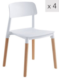 Nordlys Set Of 4 Wood And White Polypropylene Dining Chairs Modern Design Style Dining Room - thumbnail 2