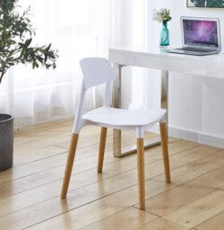 Nordlys Set Of 4 Wood And White Polypropylene Dining Chairs Modern Design Style Dining Room - thumbnail 3