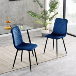MCC Direct Dining Chairs Velvet Fabric Lexi Set Of 2 Blue By Mcc