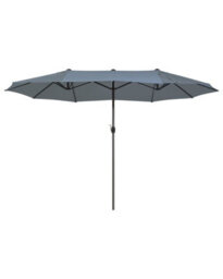 Wyld And Coco Garden Sun Parasol Dark Grey Aluminium 247 Cm Oval Canopy With Crank - Weather Resistant - thumbnail 1