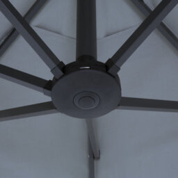 Wyld And Coco Garden Sun Parasol Dark Grey Aluminium 247 Cm Oval Canopy With Crank - Weather Resistant - thumbnail 4