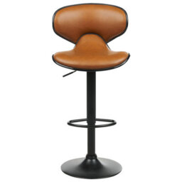 Wyld And Coco Glamour Bar Chairs Set Of 2 Golden Brown Faux Leather Swivel Gas Lift Stools - thumbnail 1