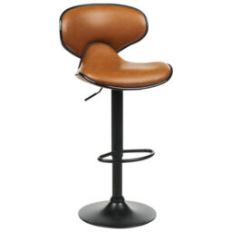 Wyld And Coco Glamour Bar Chairs Set Of 2 Golden Brown Faux Leather Swivel Gas Lift Stools - thumbnail 5