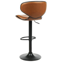 Wyld And Coco Glamour Bar Chairs Set Of 2 Golden Brown Faux Leather Swivel Gas Lift Stools - thumbnail 6