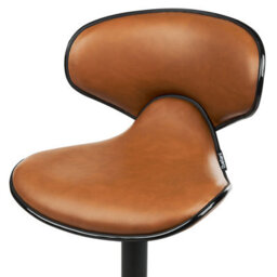 Wyld And Coco Glamour Bar Chairs Set Of 2 Golden Brown Faux Leather Swivel Gas Lift Stools - thumbnail 7