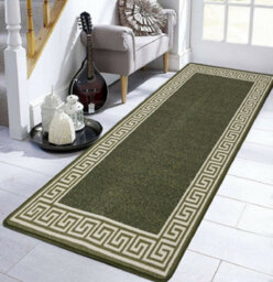 Smart Living Heavy Duty Machine Washable Runner For Hallway, Kitchen Non Slip Floor Mats, Door Mat 67Cm X 120Cm - Green Cream - thumbnail 2