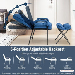 Gainoom Modern Accent Chair Linen Fabric Upholstered Single Sofa Chair W/ Ottoman - thumbnail 4