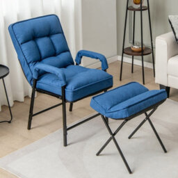 Gainoom Modern Accent Chair Linen Fabric Upholstered Single Sofa Chair W/ Ottoman - thumbnail 3
