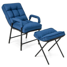 Gainoom Modern Accent Chair Linen Fabric Upholstered Single Sofa Chair W/ Ottoman - thumbnail 1