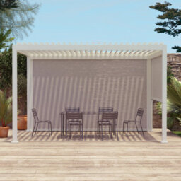 Sweeek - White Privacy Screen For Bioclimatic Pergola - Triomphe - 3X4 M Aluminium And Textilene - thumbnail 3