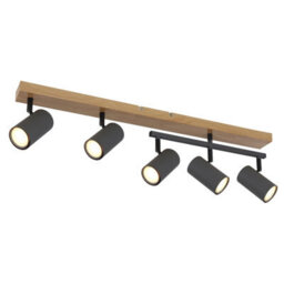 Luminosa Lighting Luminosa Robby Ceiling Spotlight Bar Wood Look 5X Gu10 - thumbnail 1
