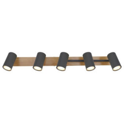 Luminosa Lighting Luminosa Robby Ceiling Spotlight Bar Wood Look 5X Gu10 - thumbnail 4