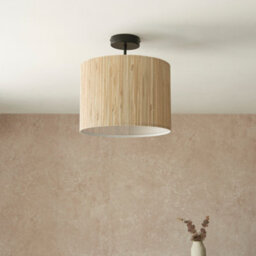Anson Lighting Lorette 1Lt Ceiling Light In  Natural Seagrass & Matt Black - thumbnail 3