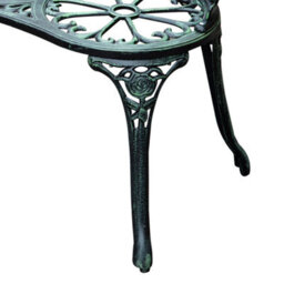 Wyld Haus Rakeba Cast Aluminium Antique Green 2-Seater Garden Bench With Floral Backrest - 100Cm - thumbnail 9