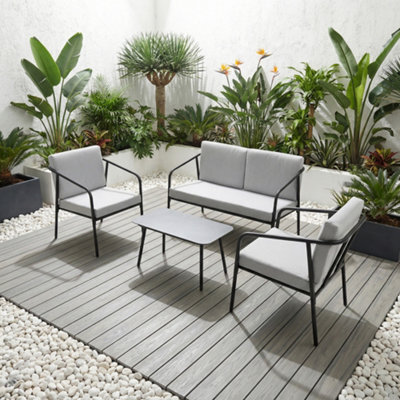 More4Homes Malibu Garden Sofa Set 4 Seater Outdoor Corner Sofa With Glass Table (Grey) - image 1