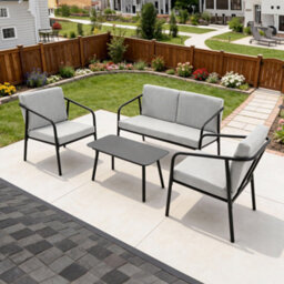More4Homes Malibu Garden Sofa Set 4 Seater Outdoor Corner Sofa With Glass Table (Grey) - thumbnail 2
