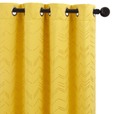 Deconovo Foil Printed Blackout Curtains 46 X 54 Inch Mellow Yellow 2 Panels Thermal Insulated Window Eyelet Curtains - image 1