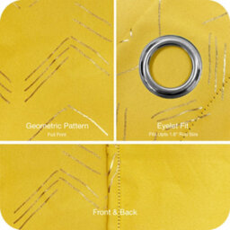 Deconovo Foil Printed Blackout Curtains 46 X 54 Inch Mellow Yellow 2 Panels Thermal Insulated Window Eyelet Curtains - thumbnail 8