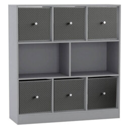 Urbn-Living Grey, Dark Grey - Asymmetrical 8 Cube Bookcase Unit W/ 6 Drawer Inserts - thumbnail 1