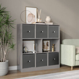 Urbn-Living Grey, Dark Grey - Asymmetrical 8 Cube Bookcase Unit W/ 6 Drawer Inserts - thumbnail 2