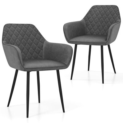 Gainoom Leisure Grey Dining Chair Set Of 2 Upholstered Accent Chairs - image 1