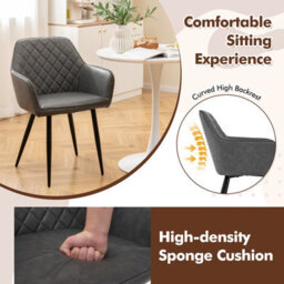 Gainoom Leisure Grey Dining Chair Set Of 2 Upholstered Accent Chairs - thumbnail 9